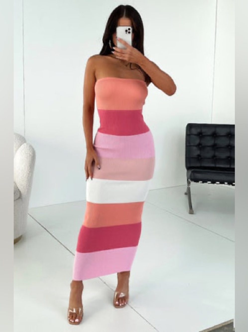 That’s so fetch Strapless Colorblock Ribbed Midi Dress - S/M